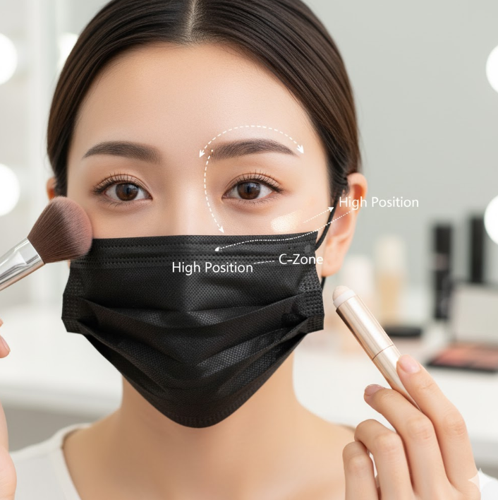 マスク美人に見せるチークとハイライトの位置