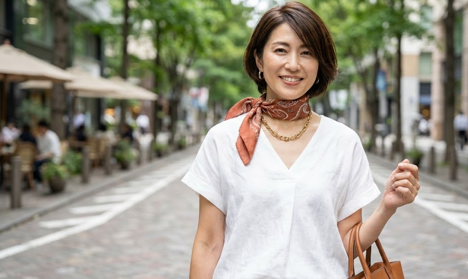 アクセサリーの光沢で黄みを中和する