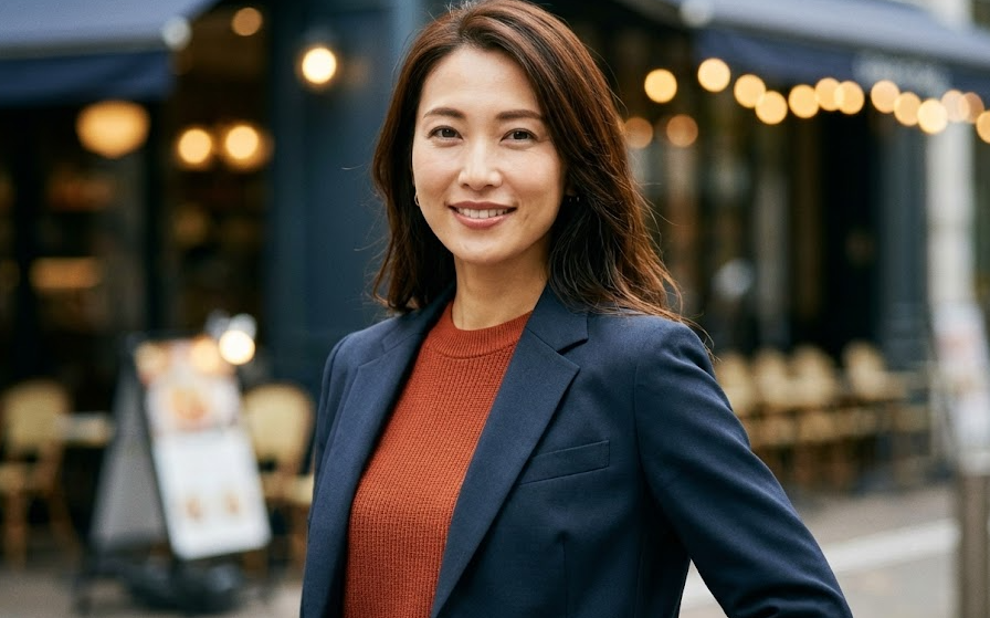 服のネイビー活用で顔周りのくすみを飛ばす技