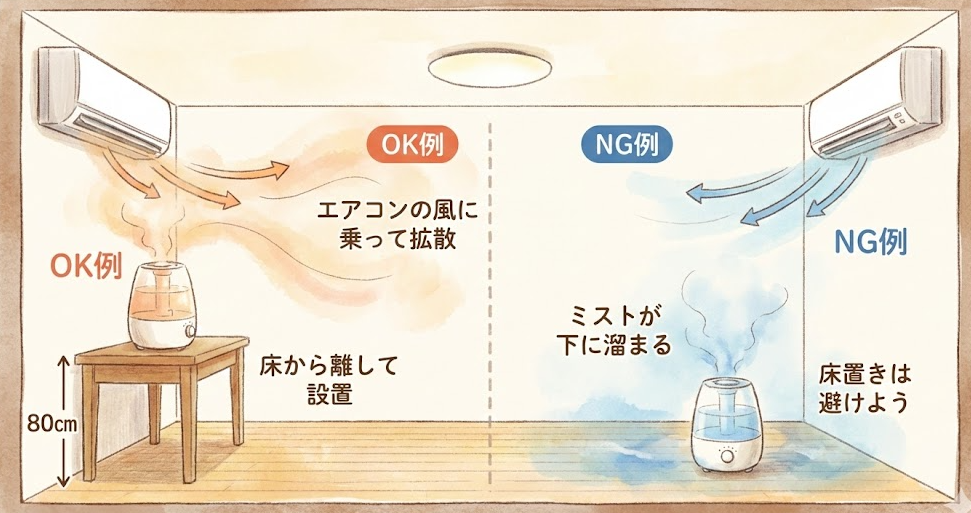 加湿器の効果を最大化する設置場所の正解