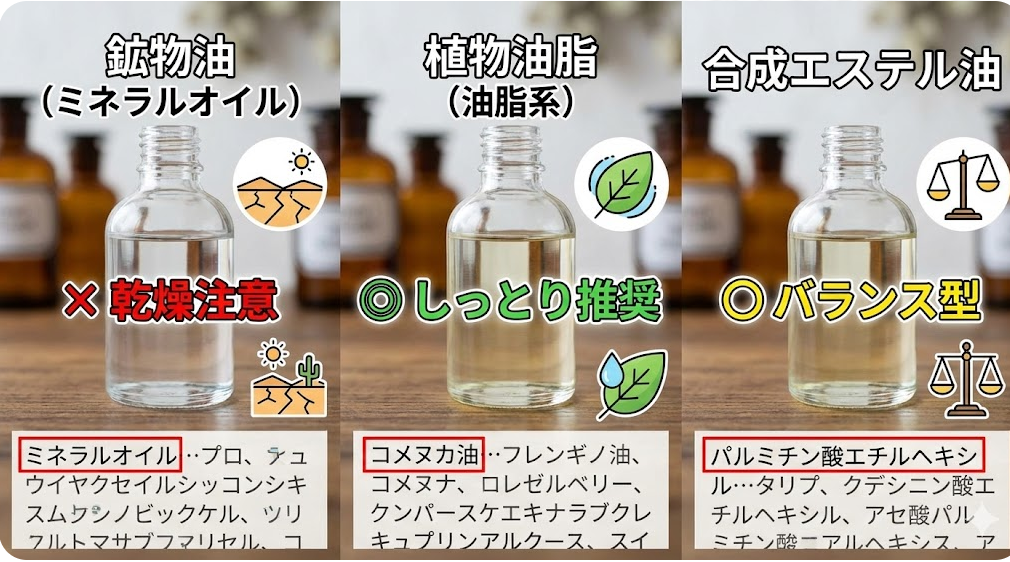 鉱物油と植物油脂の違いを成分から見極めるコツ