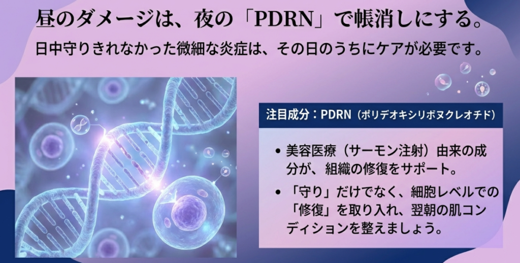 夜のPDRNで細胞レベルの肌を修復する