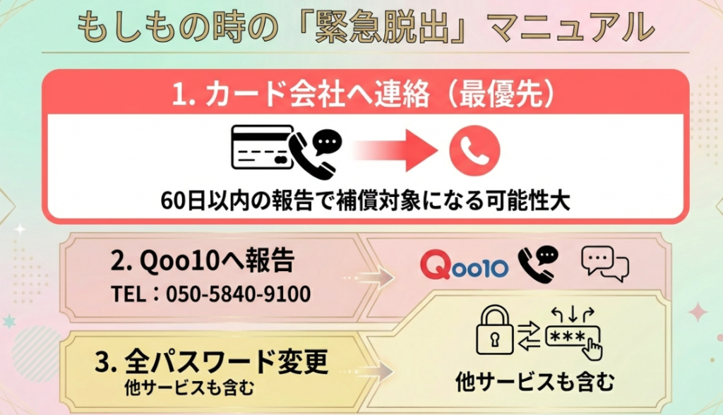 Qoo10クレジットカード不正利用されたときの対処手順