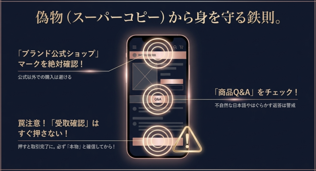 偽物注意!スーパーコピーから身を守る「公式ショップ」の鉄則