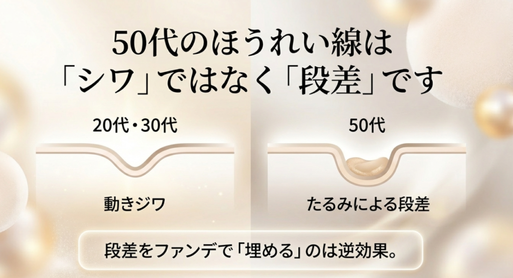 ほうれい線が深い溝になる
50代の肌変化