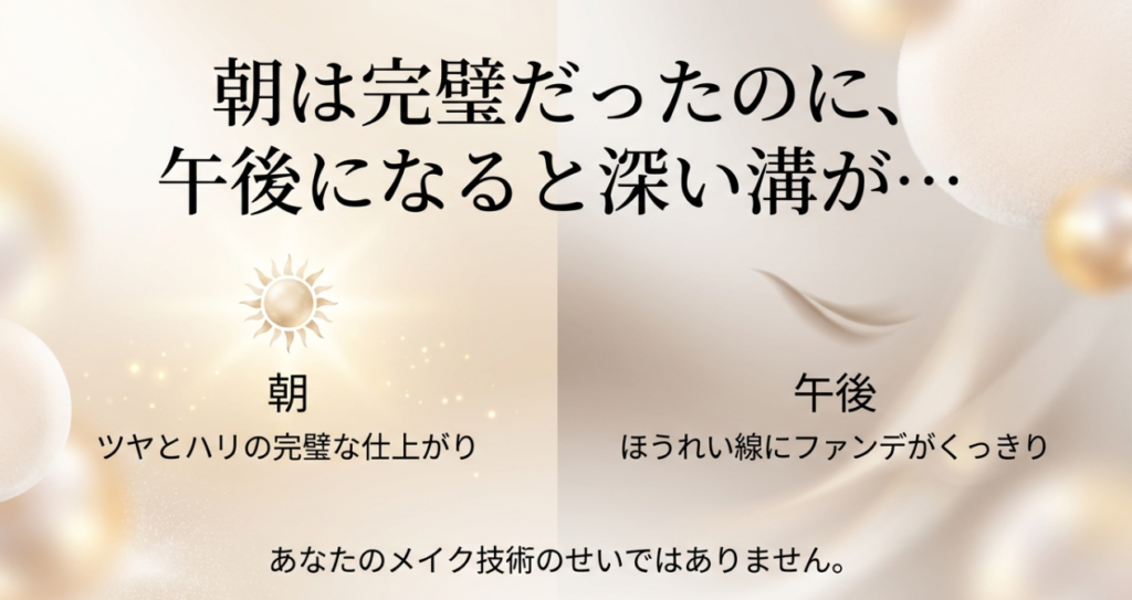 クッションファンデがほうれい線に
たまる50代の原因